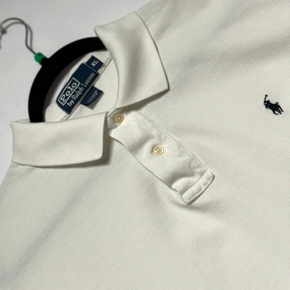 Polo Ralph Lauren White XL Mens Mesh Polo Shirt Pony Logo Short Sleeve Excellent - Picture 1 of 8